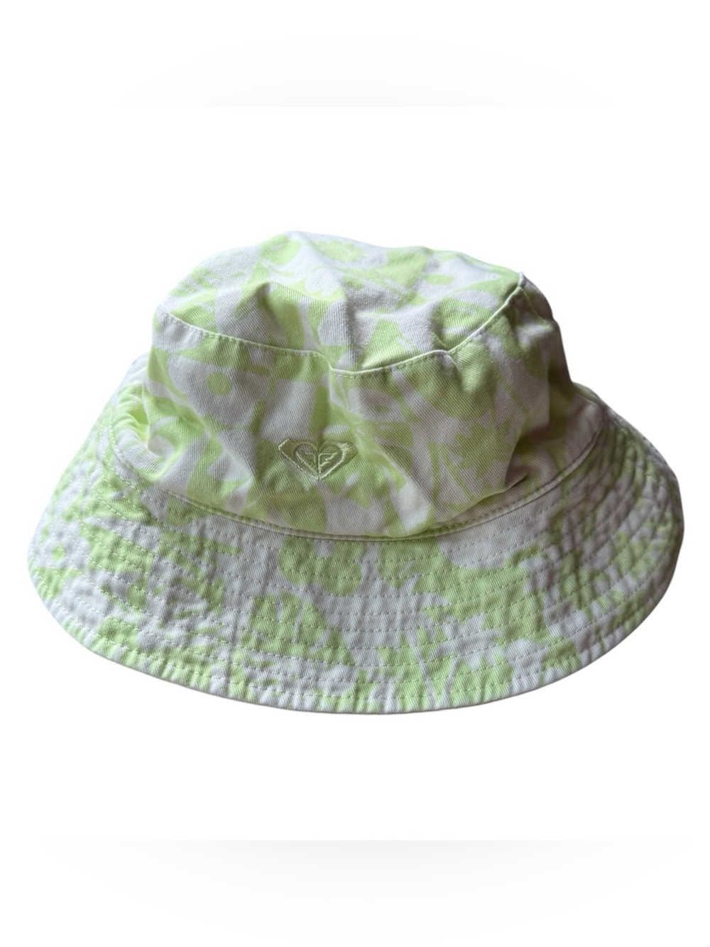Roxy White and Light Green Patterned reversible white Kids Bucket Hat